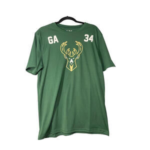 NBA Ultra Game Milwaukee Bucks Antetokounmpo #34 Athletic Shirt Green Men's Sz L
